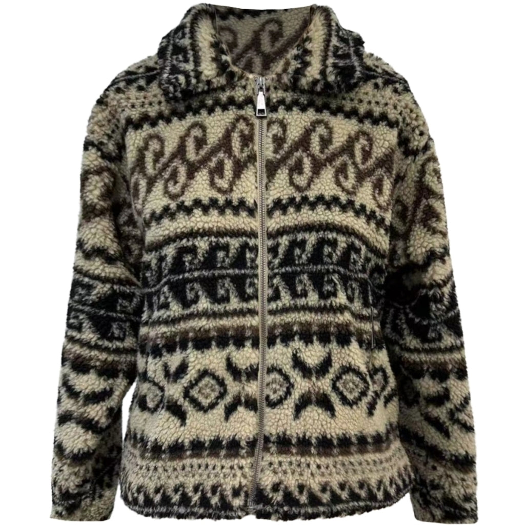 Peppercorn Caroline Fleece Half Zip Jacket Jacket 0202P Whitecap Cream Print