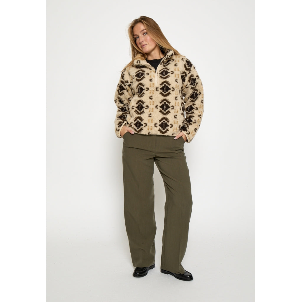 Peppercorn Caroline Fleece Half Zip Jacket Jacket 2206P Fog Sand Print