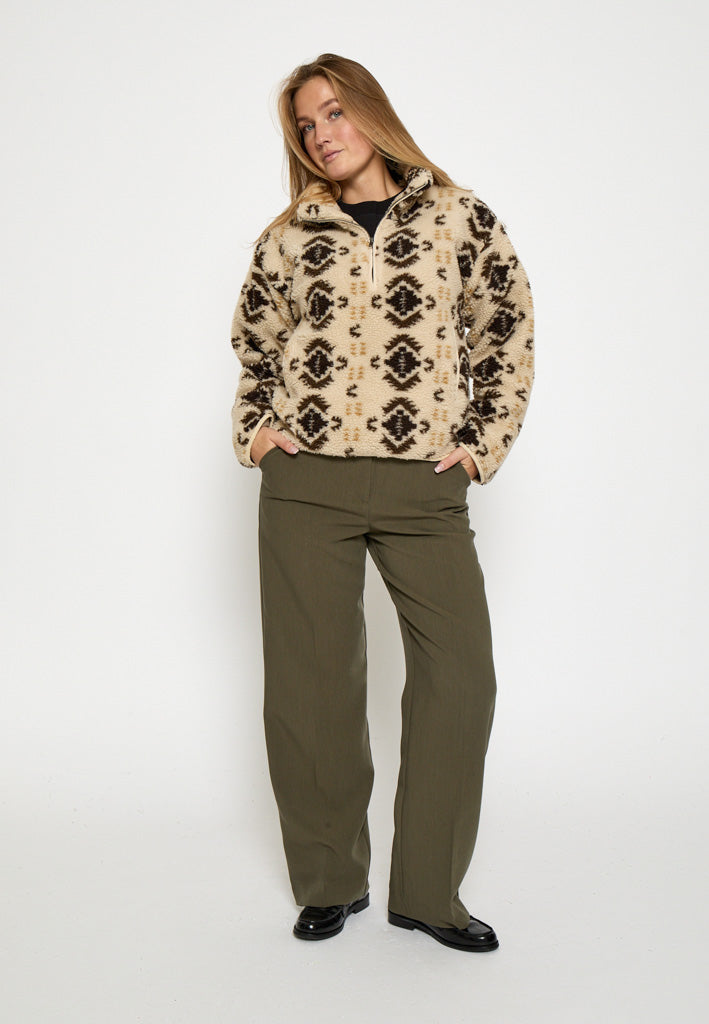 Peppercorn Caroline Fleece Half Zip Jacket Jacket 2206P Fog Sand Print