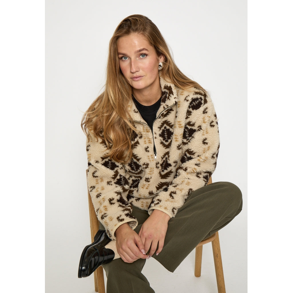 Peppercorn Caroline Fleece Half Zip Jacket Jacket 2206P Fog Sand Print