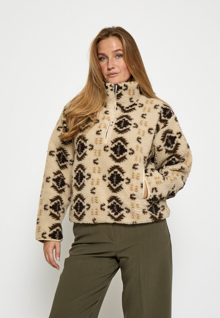 Peppercorn Caroline Fleece Half Zip Jacket Jacket 2206P Fog Sand Print