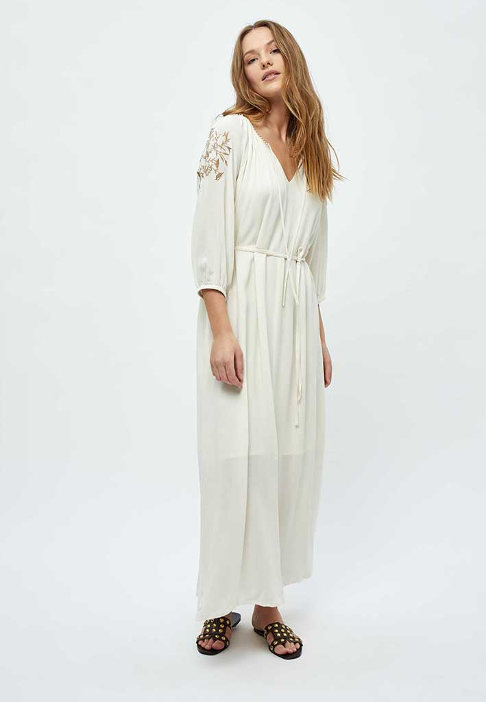Desires Christa 3/4 Sleeve Ankle Length Embroidery Dress Dress 0002 White Peony