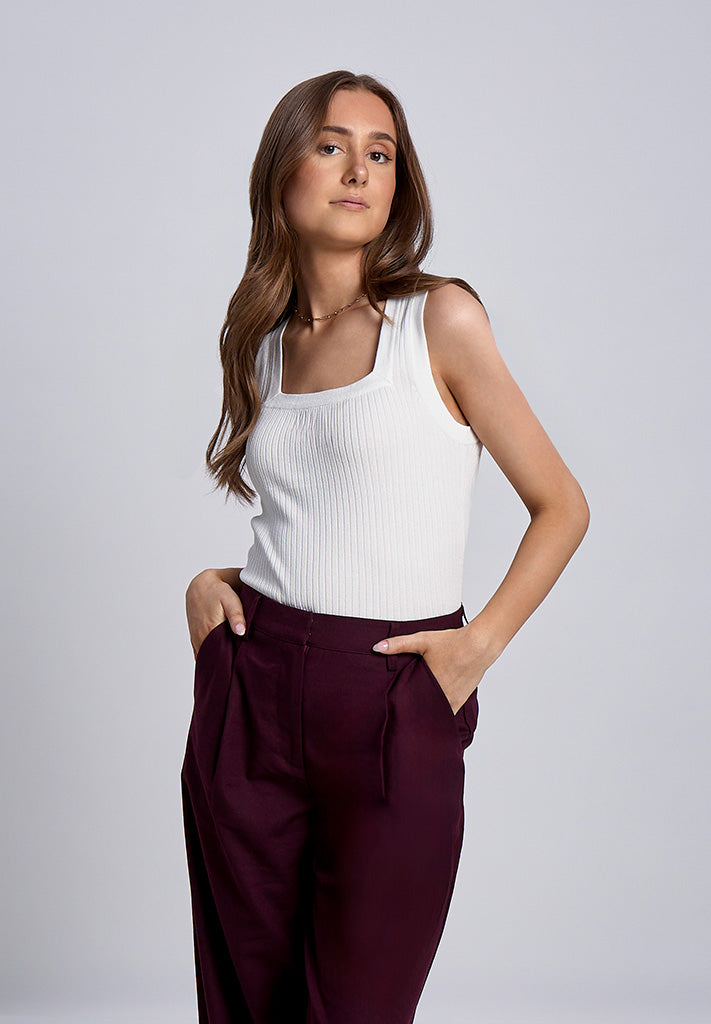 Desires DSAneli Rib Square Neck Top Top 235 Cloud Dancer
