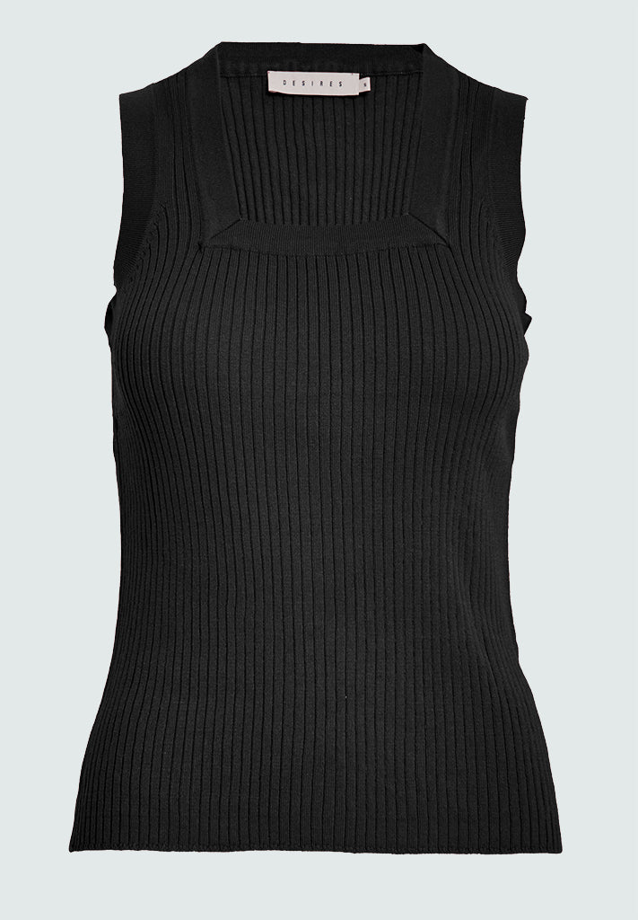Desires DSAneli Rib Square Neck Top Top 9000 Black