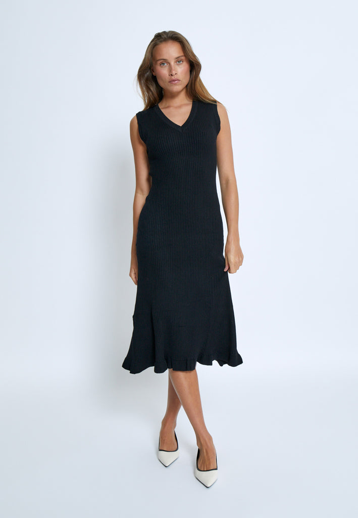 Desires DSAneli V-neck Rib Midi Knit Dress Dress 9000 Black