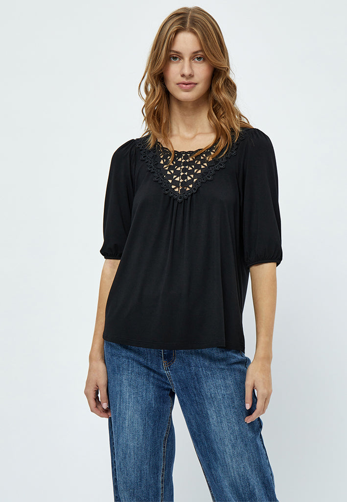 Desires DSAugusta Crochet T-Shirt T-Shirt 9000 Black