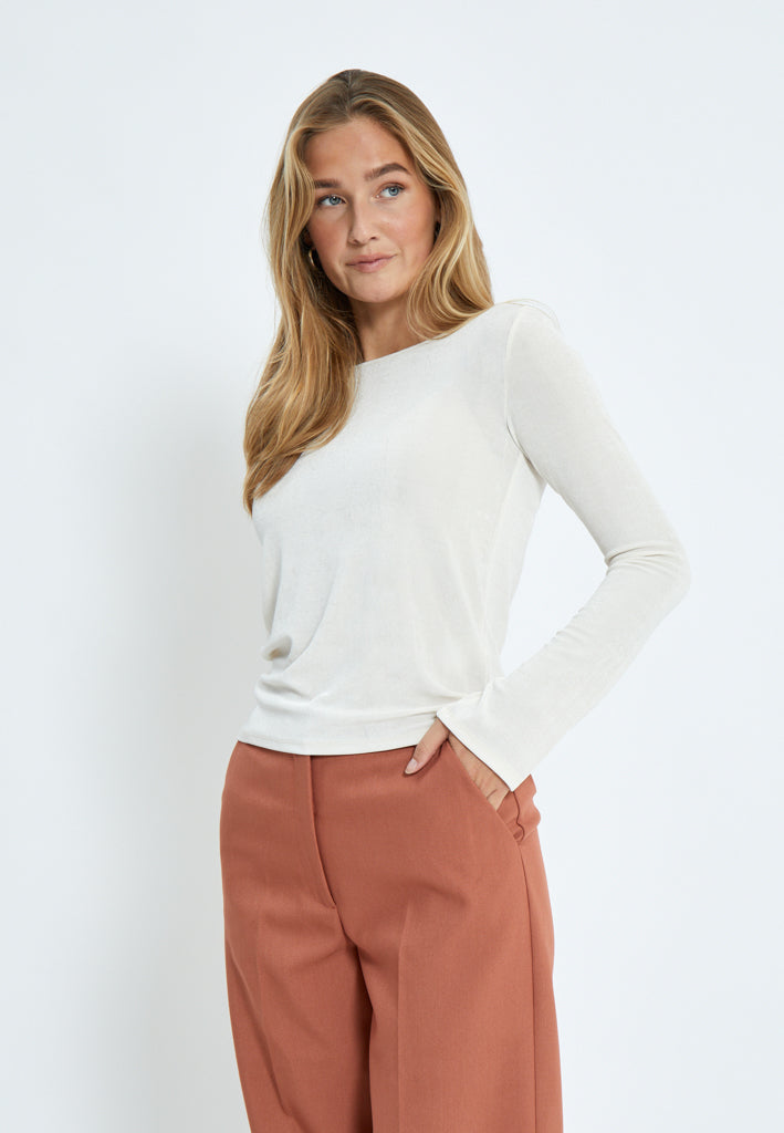 Desires DSBob Long Sleeve Boatneck Top Top 0011 Gardenia