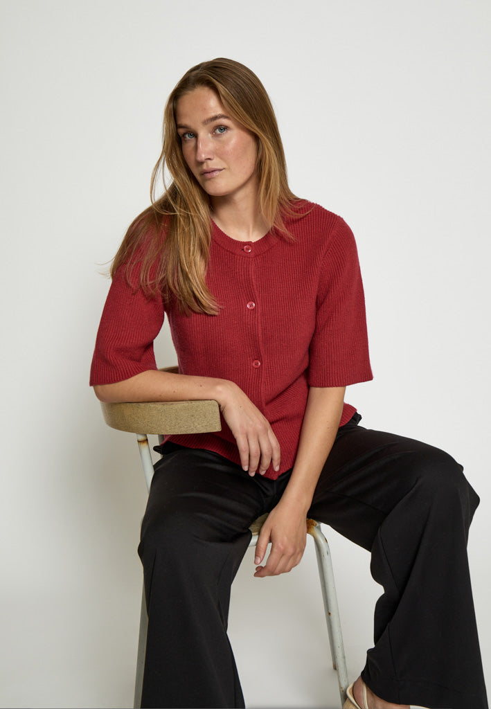 Desires DSDelta Short Sleeve Knit Cardigan Cardigans 4056 Cardinal Red