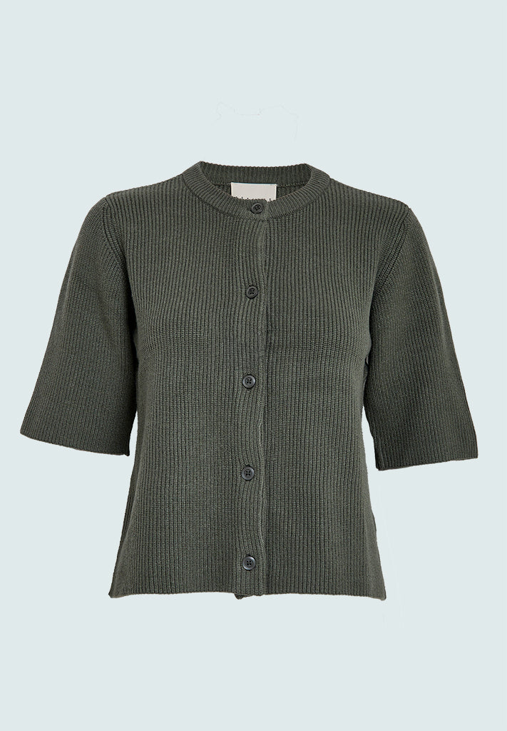 Desires DSDelta Short Sleeve Knit Cardigan Cardigans 9113 Thyme Green