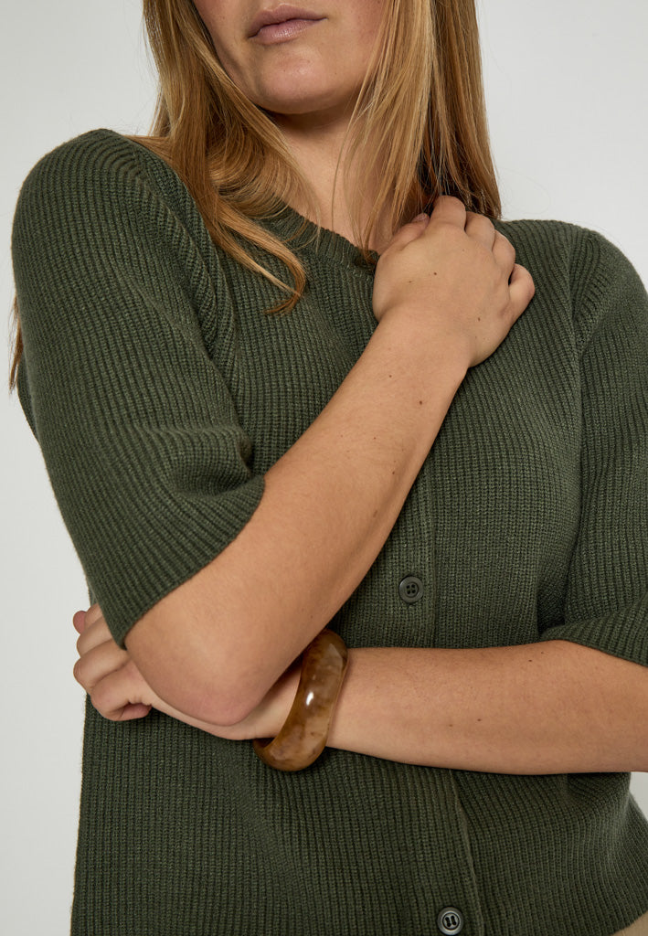 Desires DSDelta Short Sleeve Knit Cardigan Cardigans 9113 Thyme Green