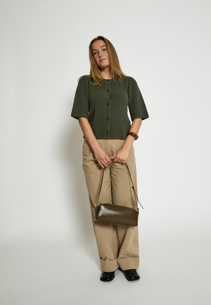 Desires DSDelta Short Sleeve Knit Cardigan Cardigans 9113 Thyme Green
