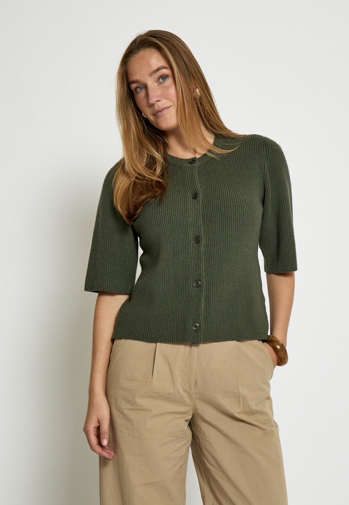 Desires DSDelta Short Sleeve Knit Cardigan Cardigans 9113 Thyme Green