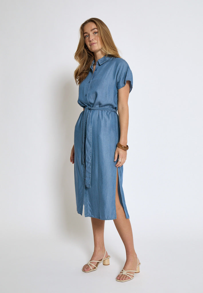 Desires DSElaina Lyocell Shirt Dress Dress 004 Mid-blue Denim