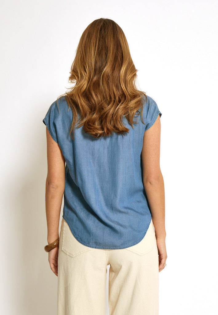 Desires DSElaina Lyocell Top Shirt 004 Mid-blue Denim