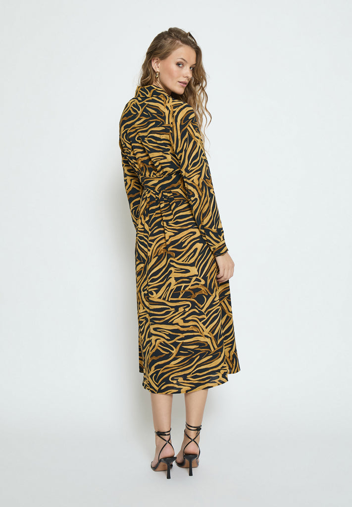 Desires DSFaith Long Sleeve Midi Dress Dress 9000P Black Print