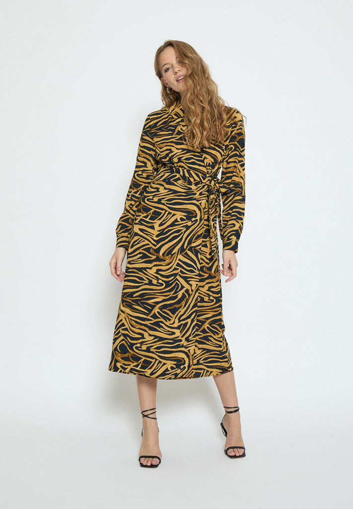 Desires DSFaith Long Sleeve Midi Dress Dress 9000P Black Print