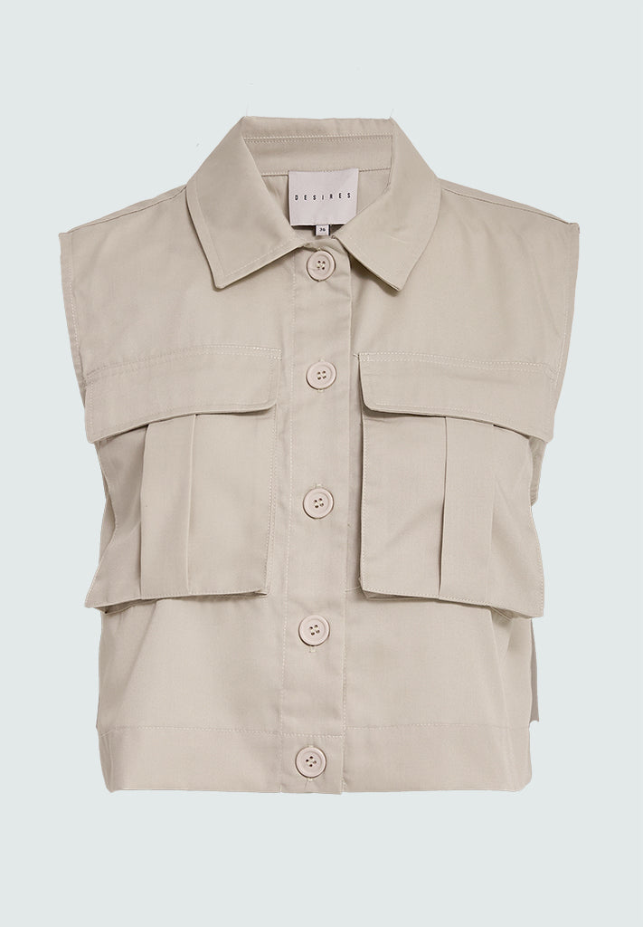 Desires DSFaye Cropped Vest Vest 2105 Feather Gray