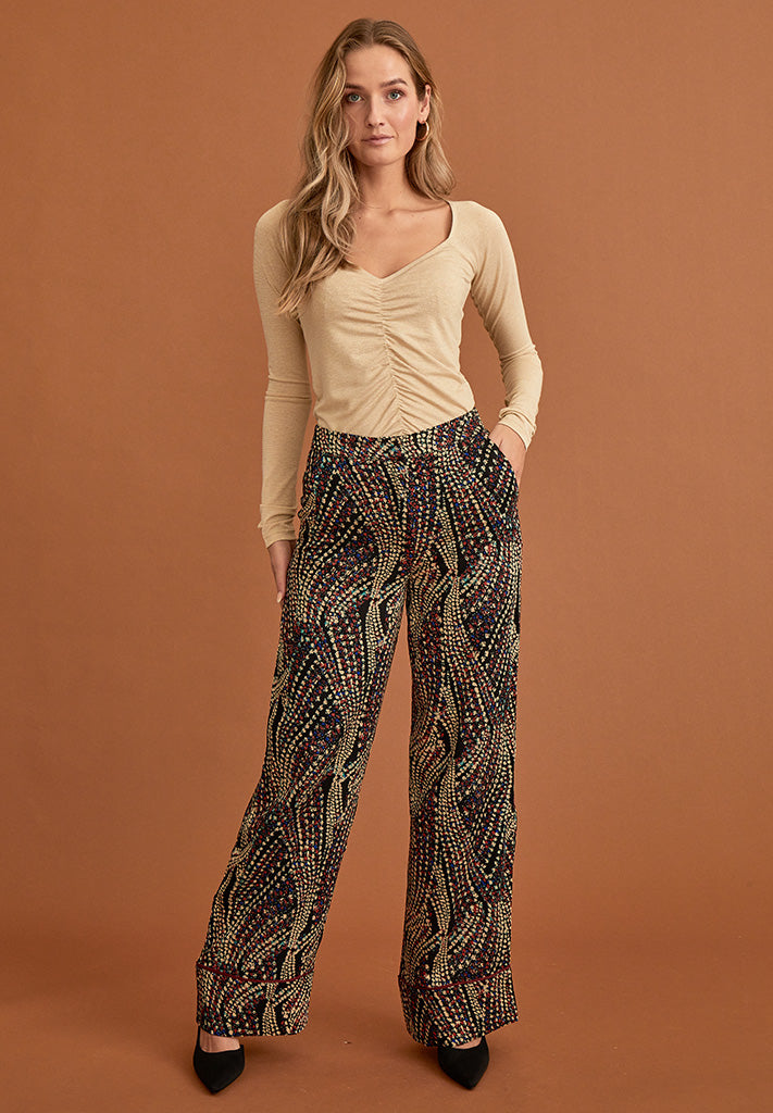 Desires DSFelicia High Waisted Straight Pant Pant 9000P Black Print