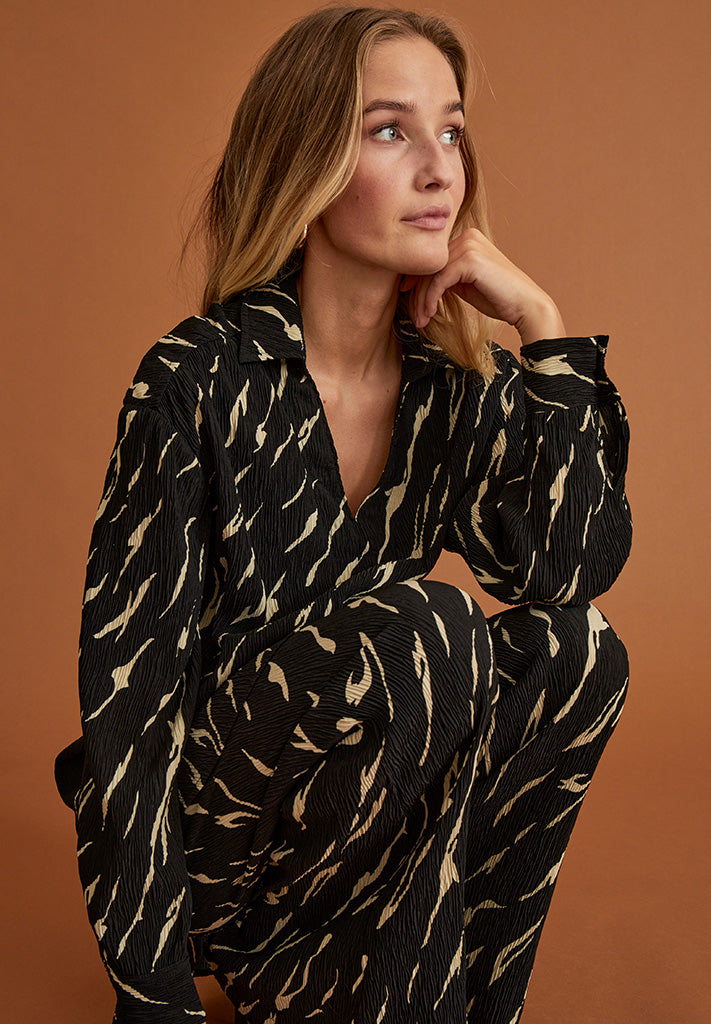 Desires DSFicca Long Sleeve Tunic Shirt Shirt 9000P Black Print