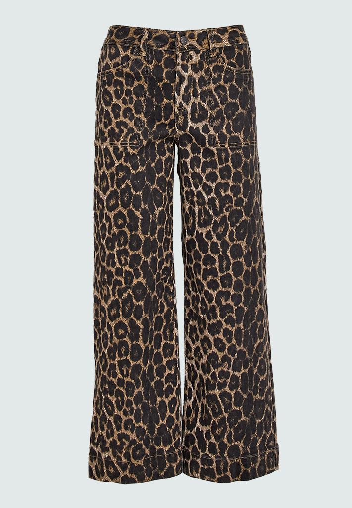 Desires DSFlorence HW Denim Pants Jeans 9011P Brown Leo Print