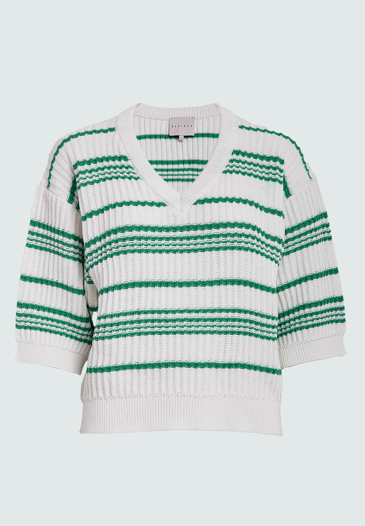 Desires DSIgnia Striped Knit Pullover Pullover 4419S Ming Green Stripe