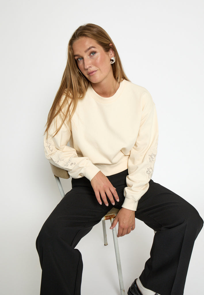 Desires DSJodie GOTS Embroidery Sweatshirt Sweatshirt 0065 Antique White