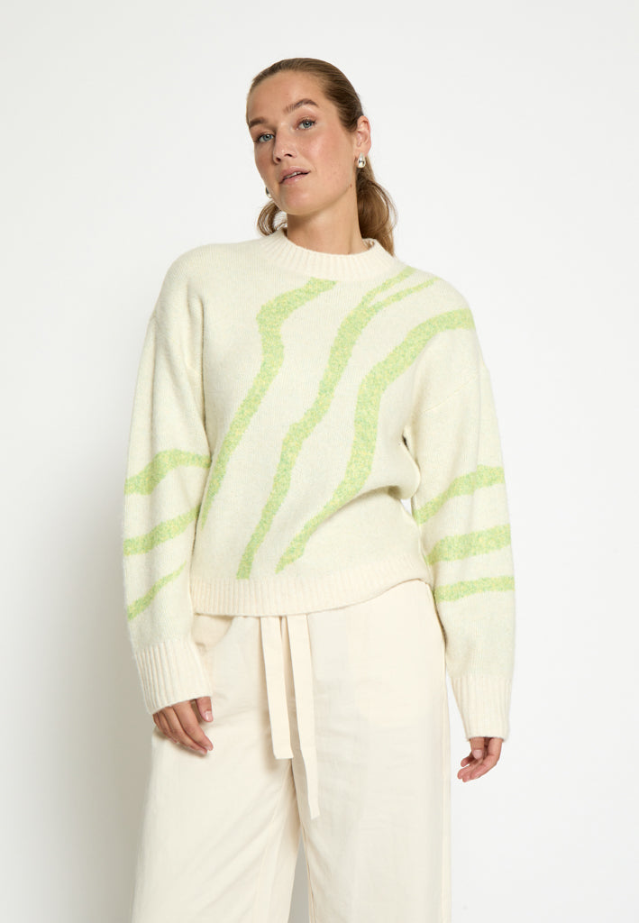 Desires DSJohanne GRS RWS Knit Pullover Pullover 3260P Dark Citron Print