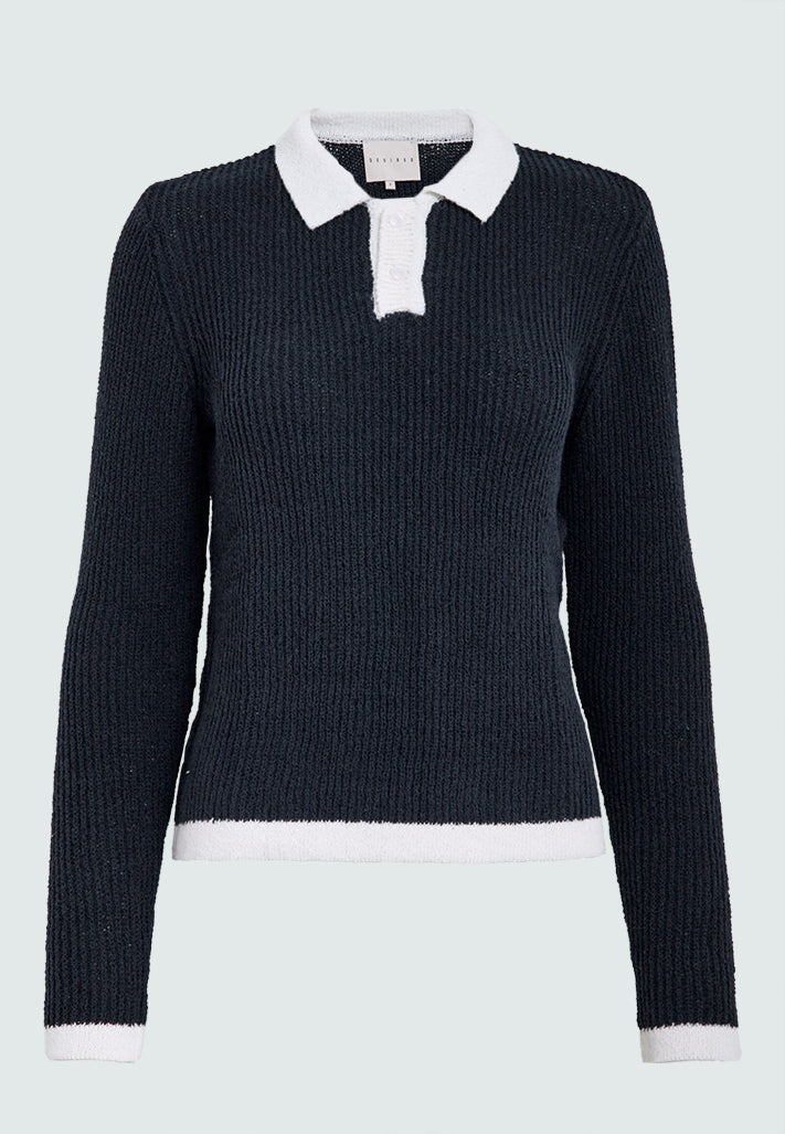 Desires DSKallie Knit Polo Pullover 1992 Total Eclipse Blue