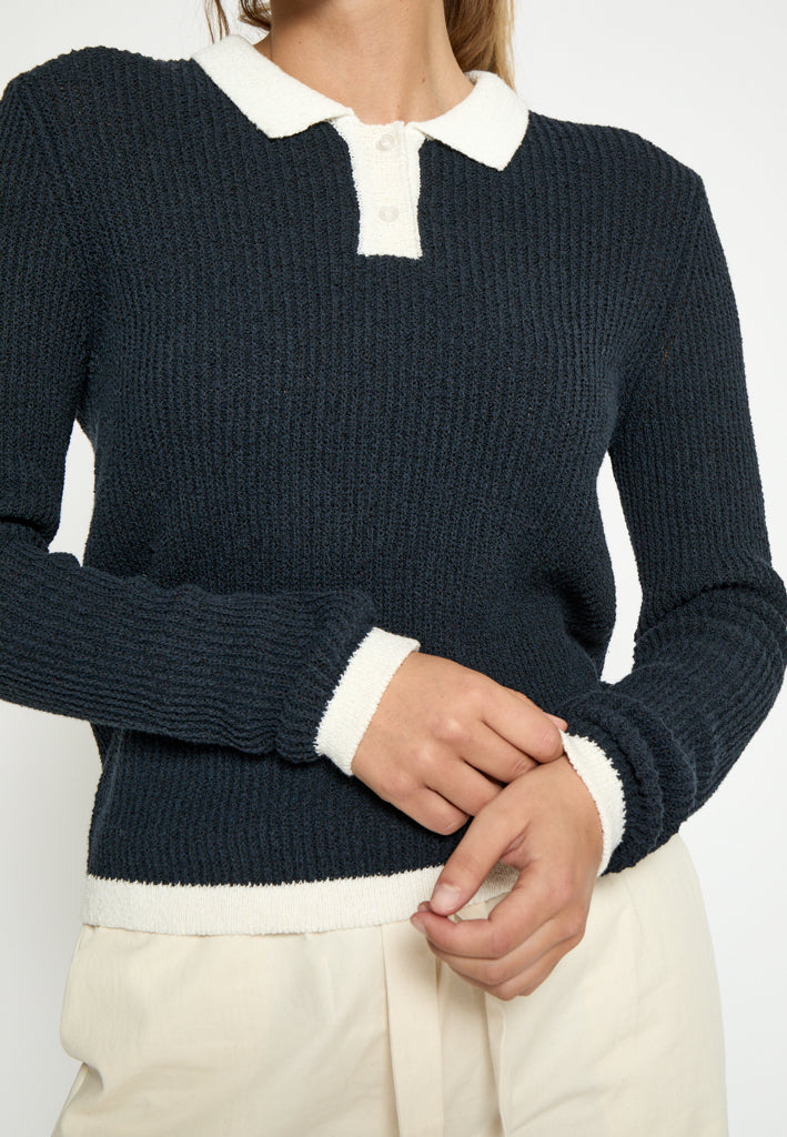 Desires DSKallie Knit Polo Pullover 1992 Total Eclipse Blue