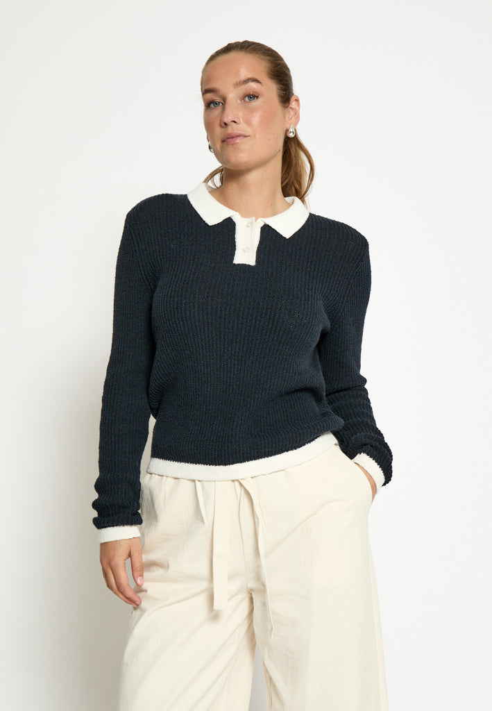 Desires DSKallie Knit Polo Pullover 1992 Total Eclipse Blue