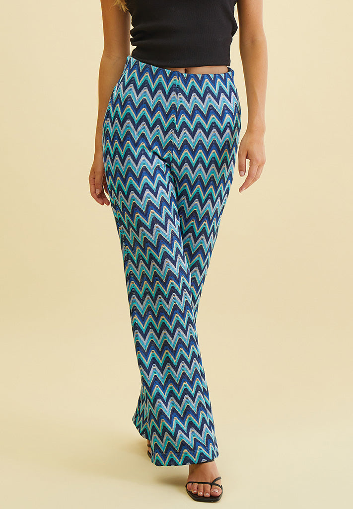 Desires DSLeslie HW Ankle Pants Pant 2209P Dazzling Blue Print