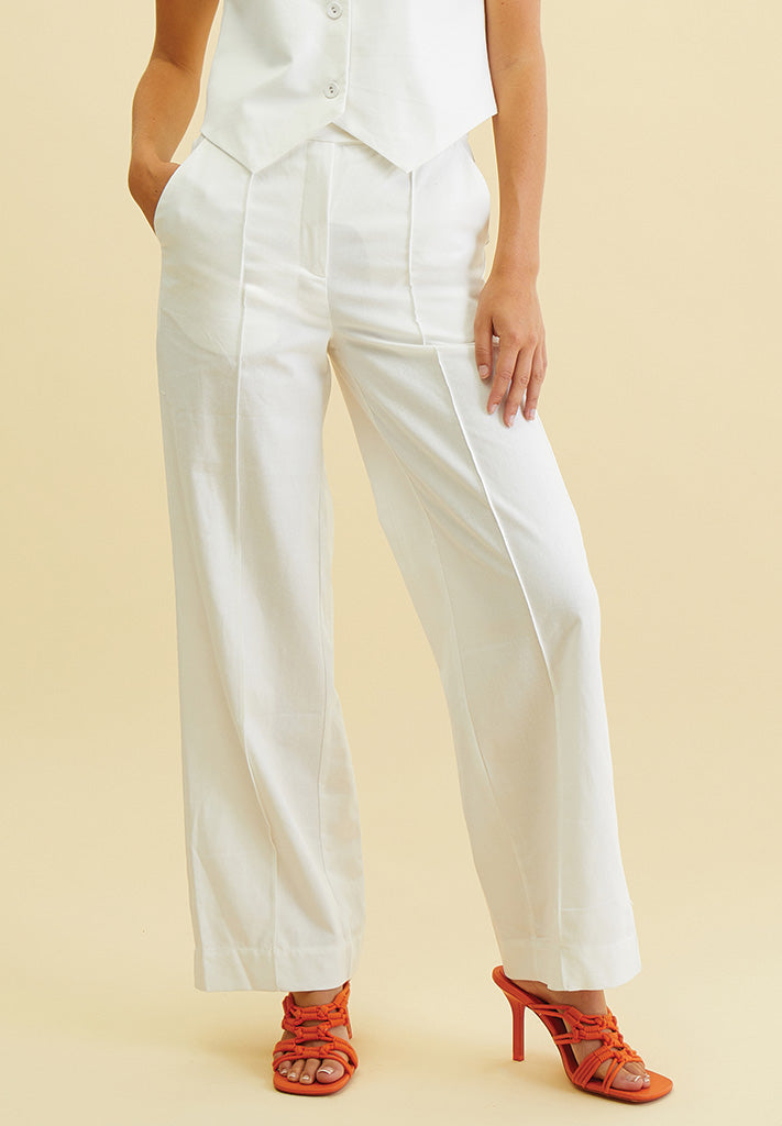 Desires DSLucy Pintuck Linen Pants Pant 0011 Gardenia