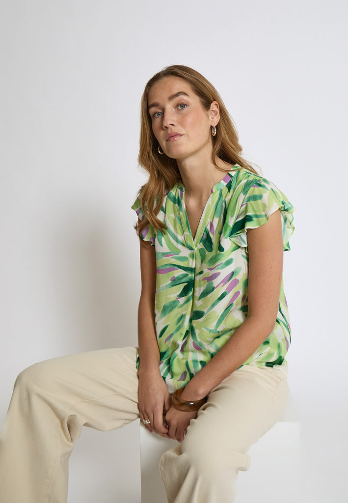 Desires DSMacie Blouse Blouse 3206P Sap Green Print