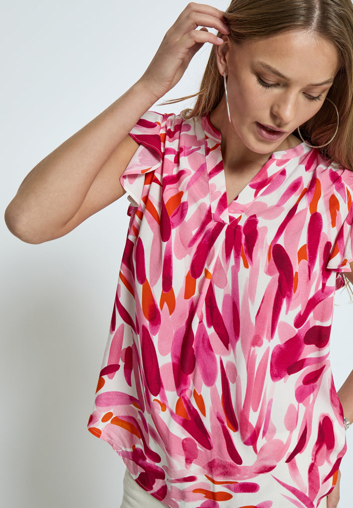 Desires DSMacie Blouse Blouse 4914P Morning Glory Pink Print