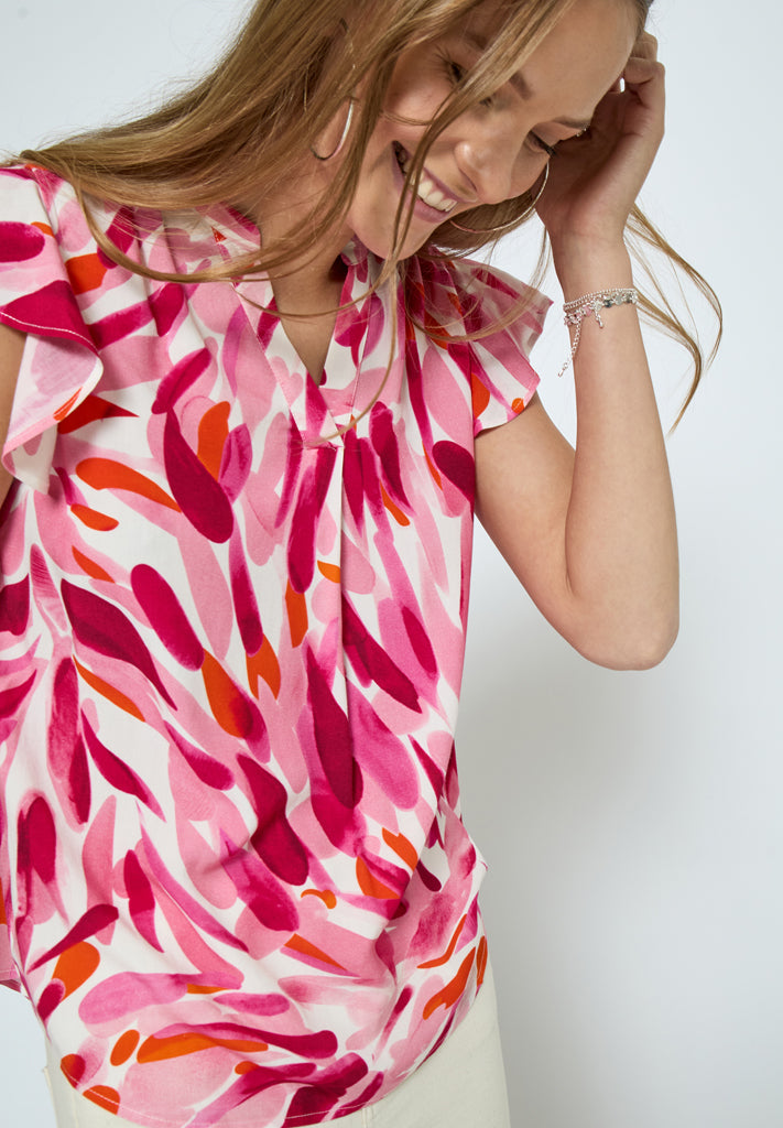 Desires DSMacie Blouse Blouse 4914P Morning Glory Pink Print
