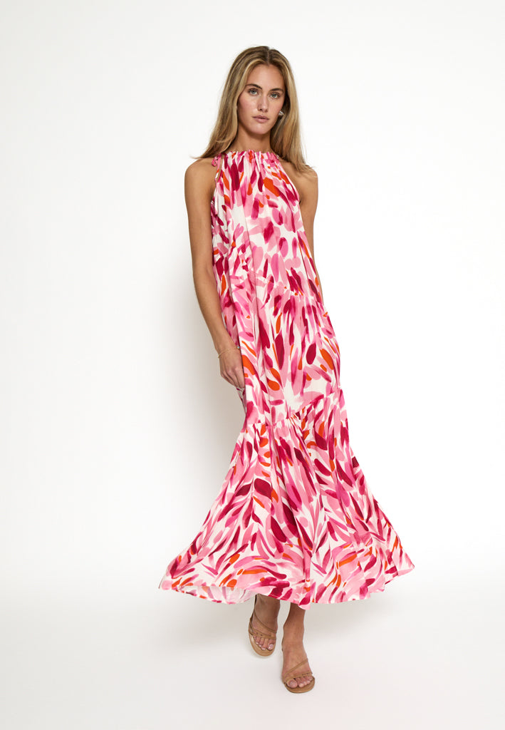 Desires DSMacie Halterneck Dress Dress 4914P Morning Glory Pink Print