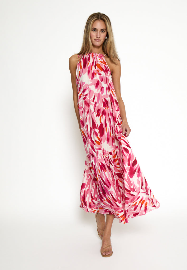 Desires DSMacie Halterneck Dress Dress 4914P Morning Glory Pink Print
