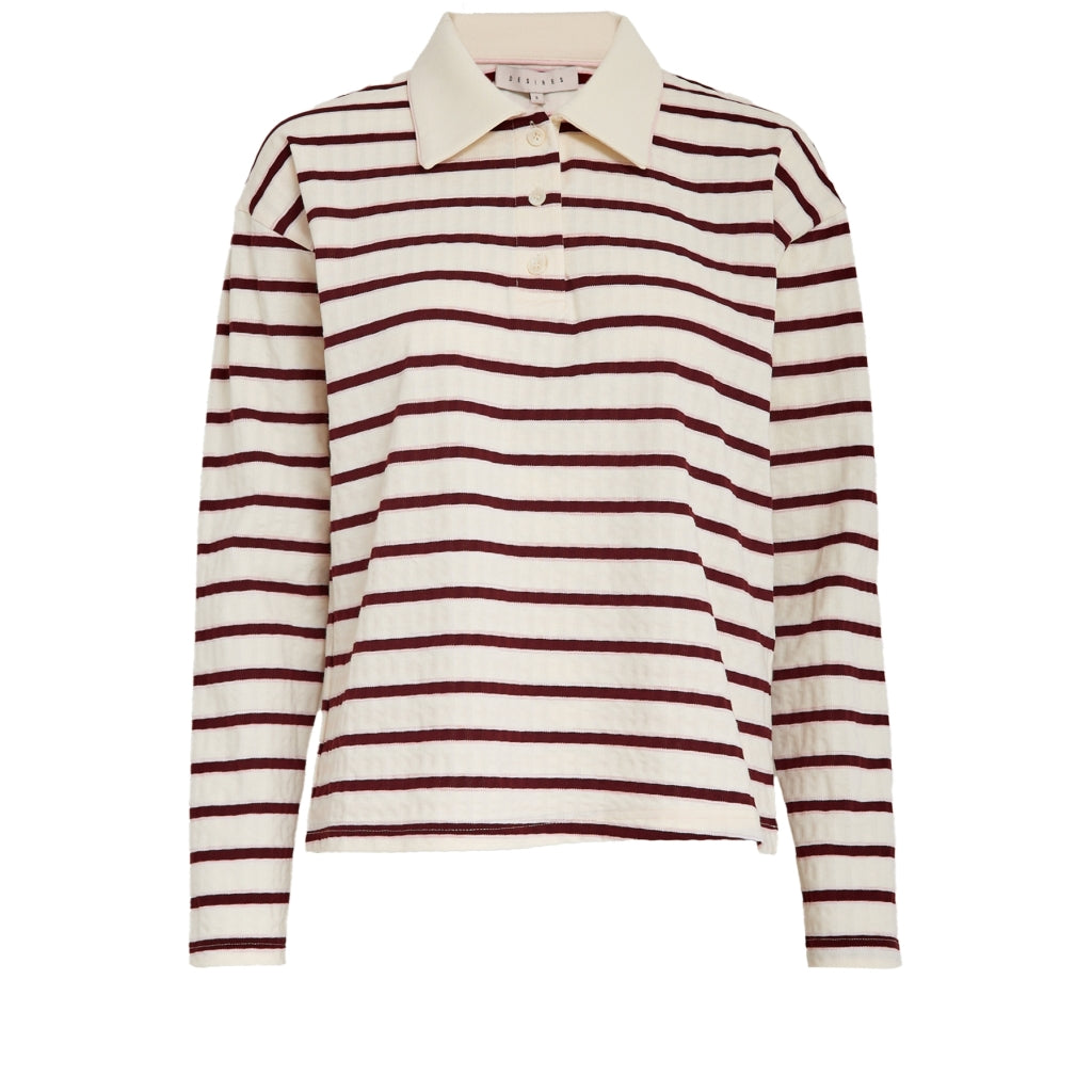 Desires DSMaiken Long Sleeve Polo T-Shirt T-Shirt 4023S Deep Claret Red Stripe