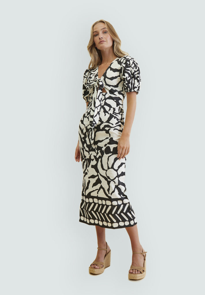 Desires DSMaya Maxi Print Dress Dress 9000P Black Print