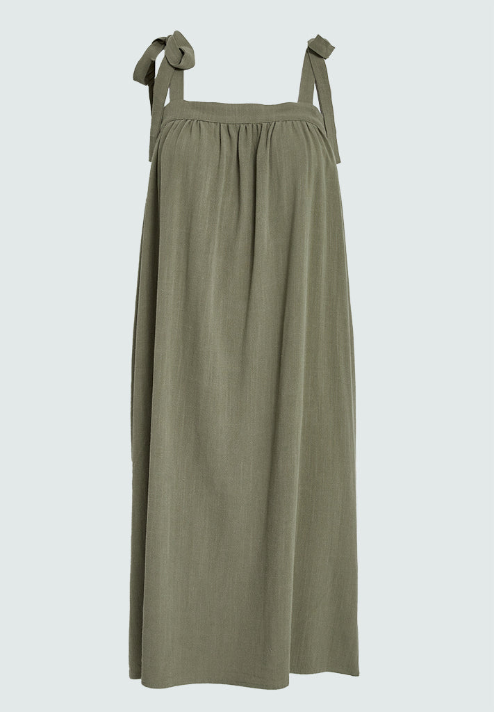 Desires DSNatalie Linen Short Strap Dress Dress 3792 Covert Green