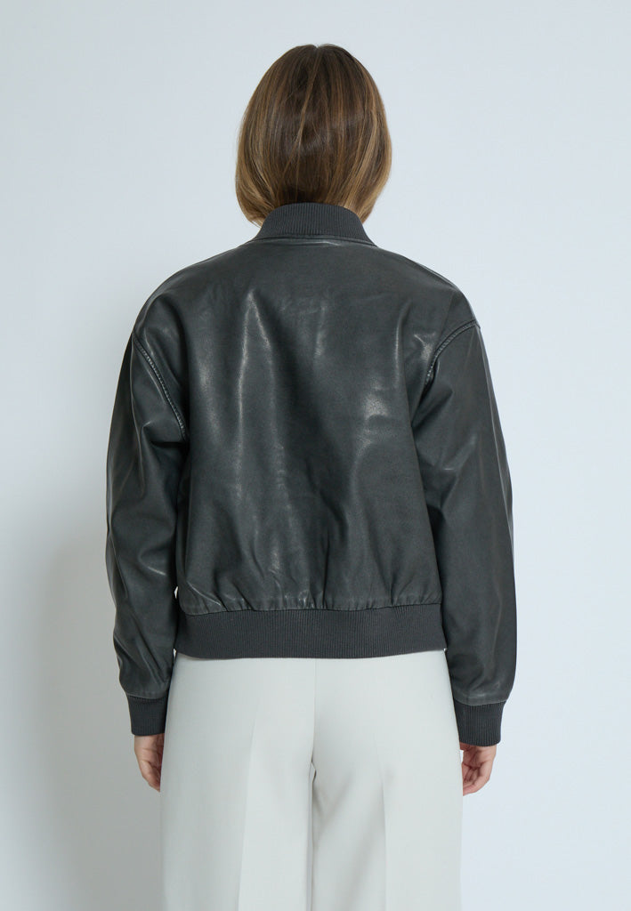 Desires DSRebecca PU Bomber Jacket Jacket 9000W Black Washed