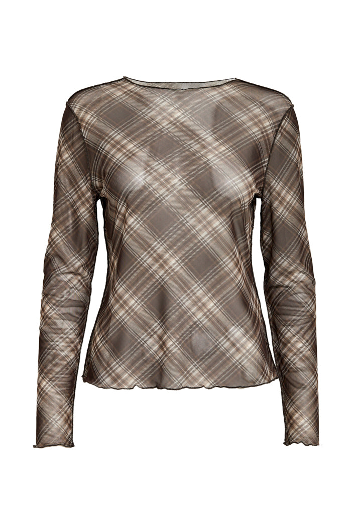 Desires DSTilly Mesh Top Top 5510P Chocolate Brown Print