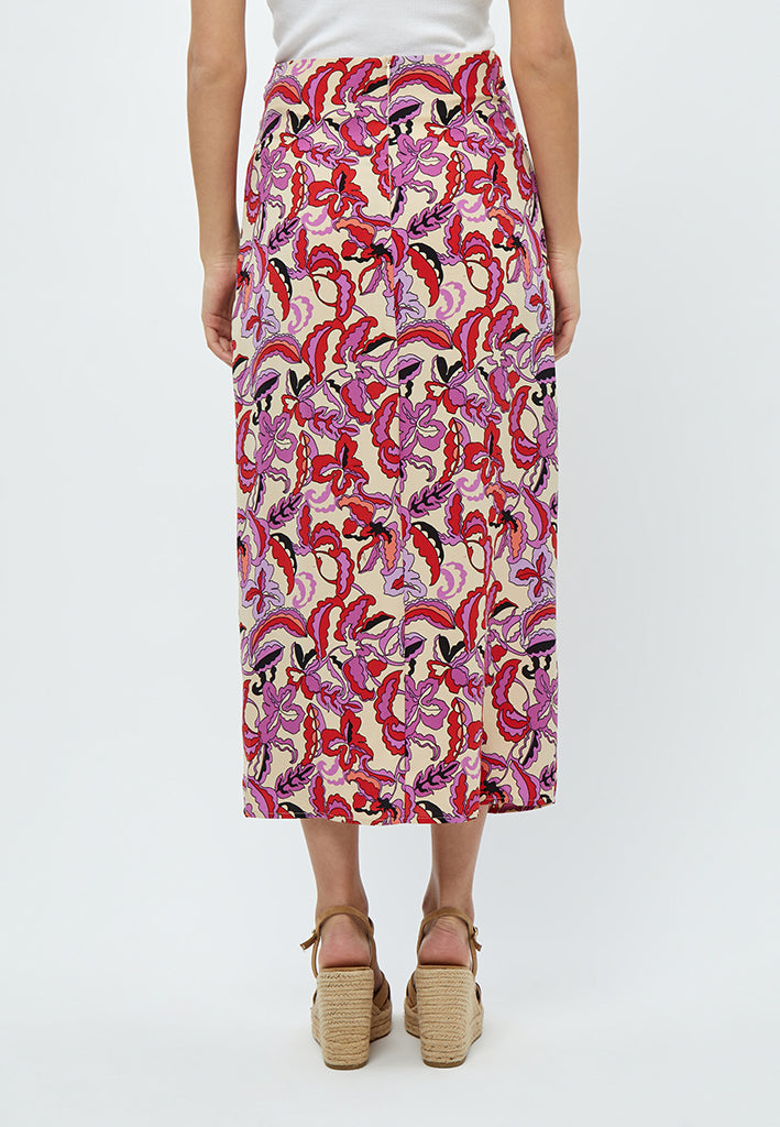 Desires Delilah Midwaist Midcalf Knot Skirt Skirt 0011P Gardenia Print