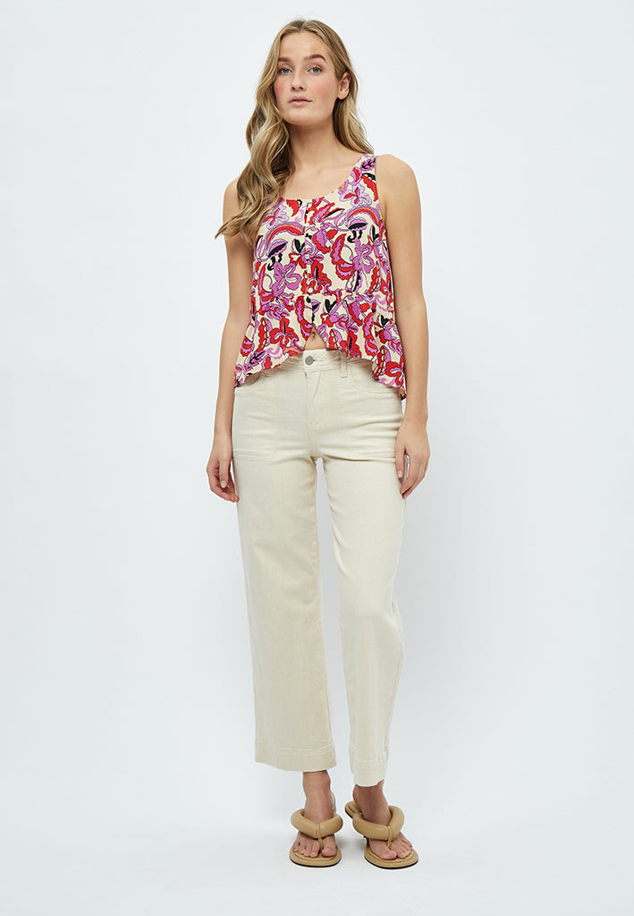 Desires Delilah Sleeveless Top Top 0011P Gardenia Print