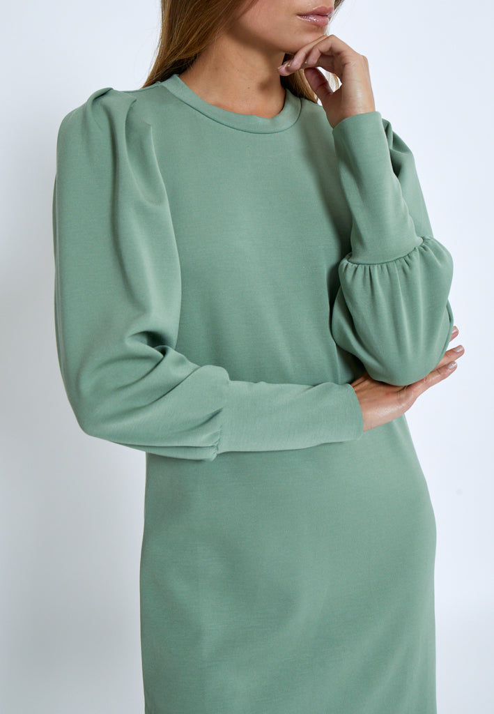 Peppercorn Dicette Puff Sweat Dress 3790 Hedge Green