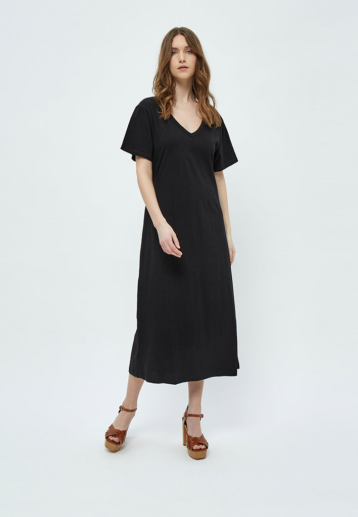 Desires Dina GOTS Short Sleeve Midcalf Dress Dress 9000 Black