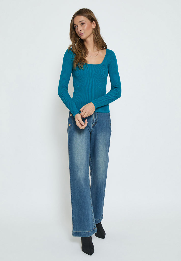 Desires Eanna Long Sleeve Knit Pullover Pullover 1176 Crystal Teal