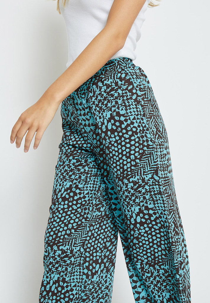 Desires Enur High Waisted Wide Leg Pant Pant 1176P Crystal Teal Print