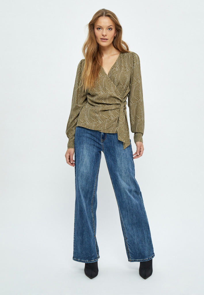 Desires Evista Long Sleeve Wrap Blouse Blouse 5168P Beech Green PR