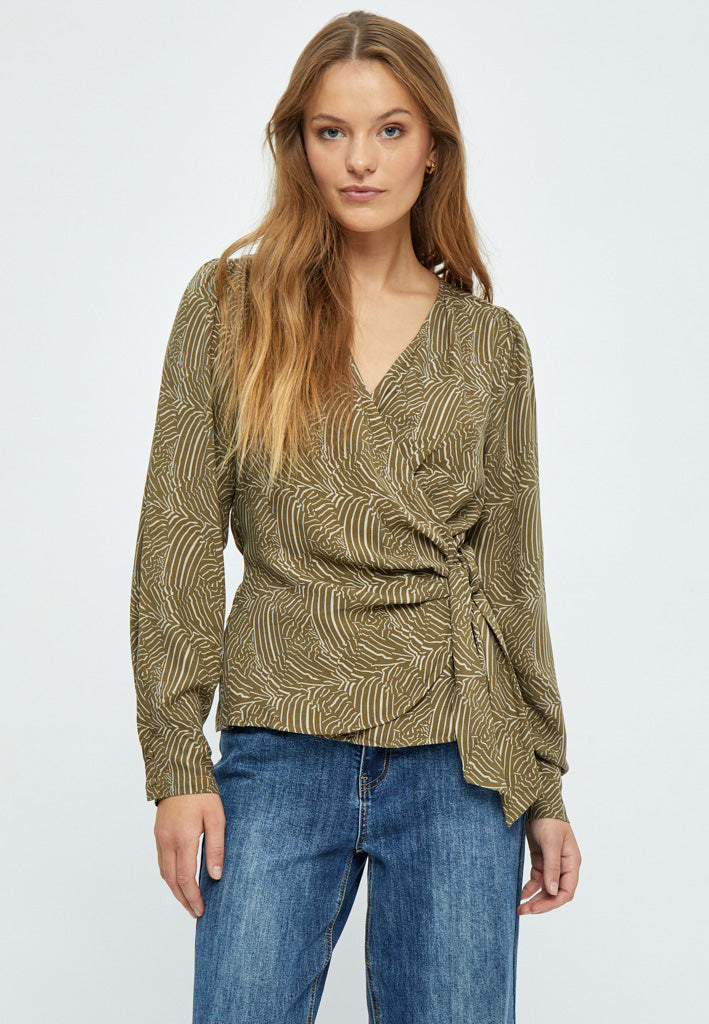 Desires Evista Long Sleeve Wrap Blouse Blouse 5168P Beech Green PR